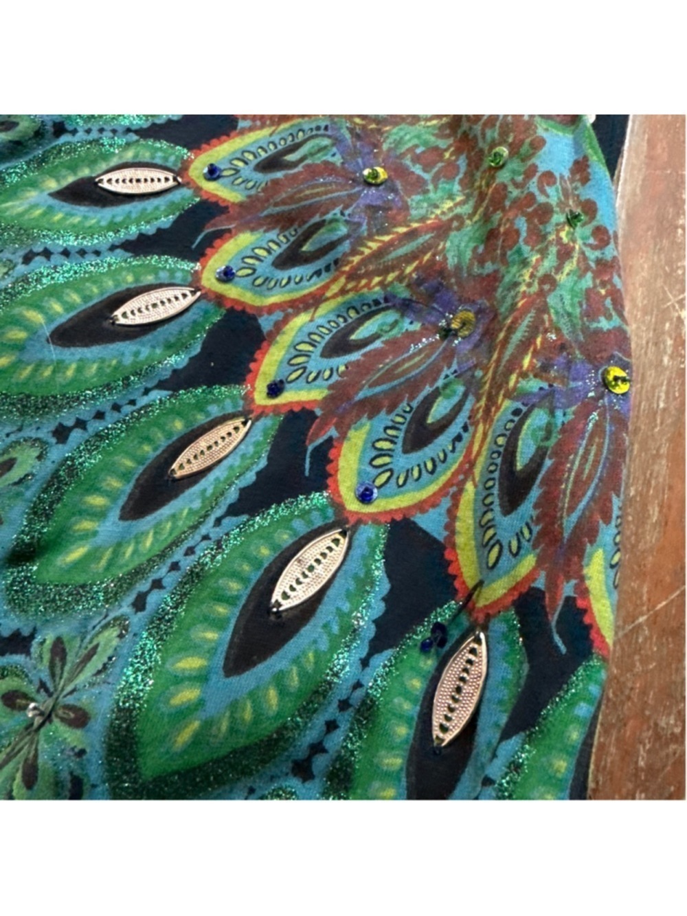 Desigual Navy Mandala Dress Sequin Glitter Mismatched Cuff Size Small - Picture 5 of 13